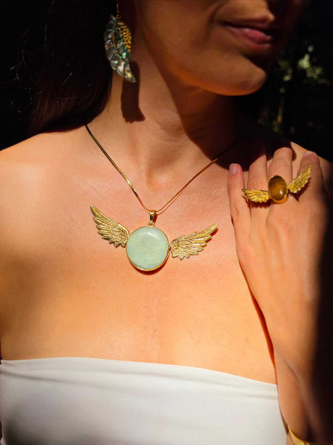 Jade Anahata Brass Pendant