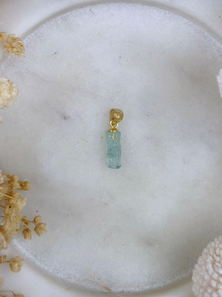Natural Raw Emerald Vermeil Pendant