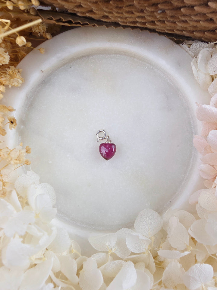 Pink Tourmaline Heart Silver Pendant/Charm — Worthy of Love