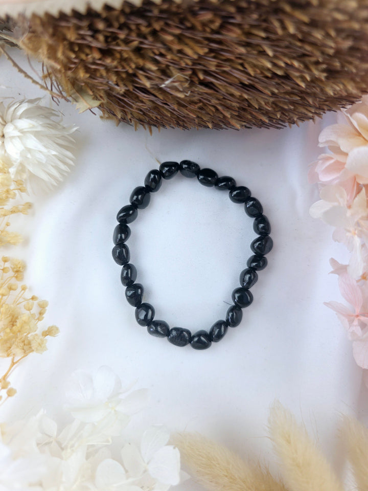 Black Tourmaline Bracelet - Tumbled 6/8mm