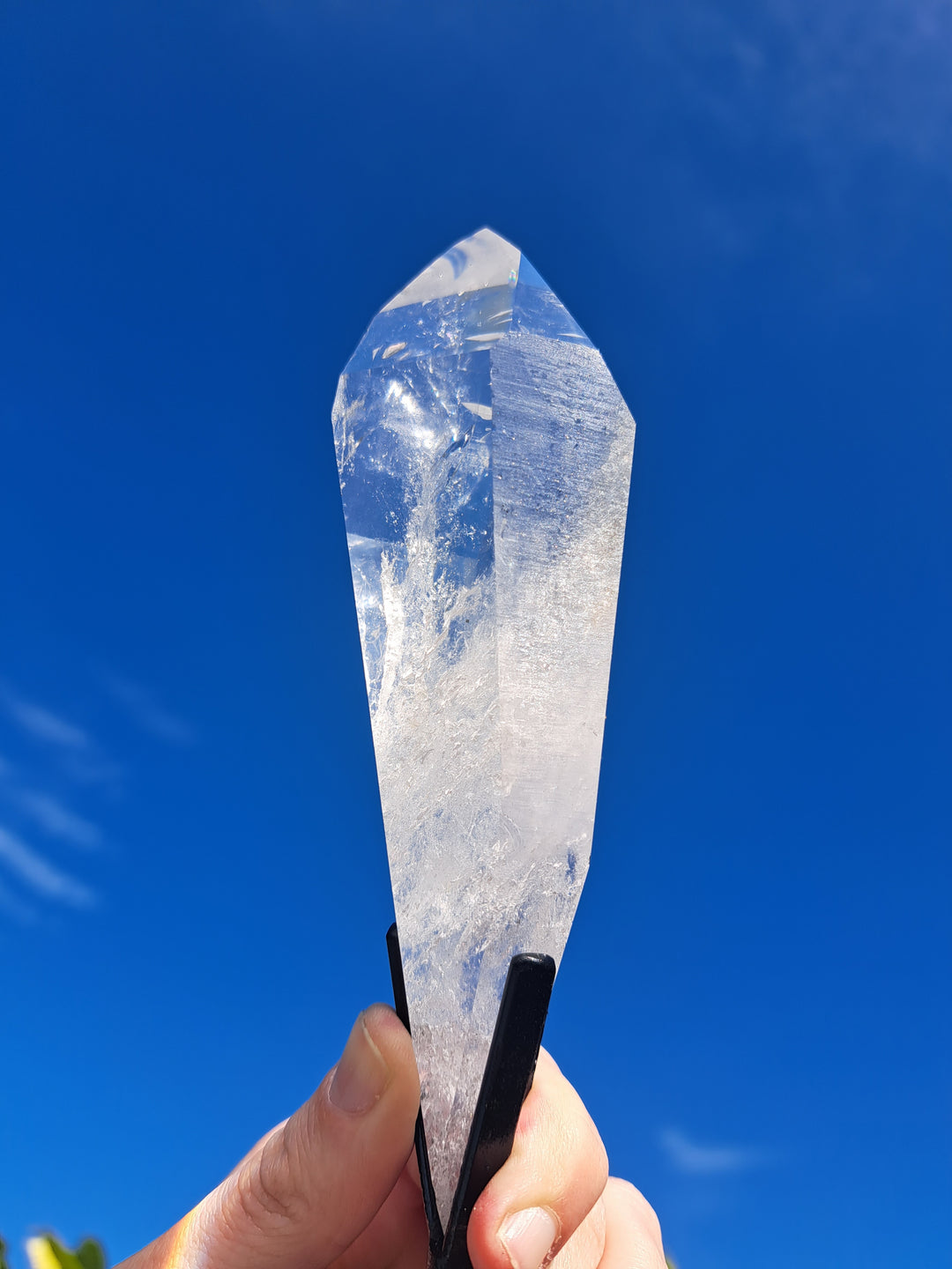 Lemurian Seed Laser Quartz In Metal Stand