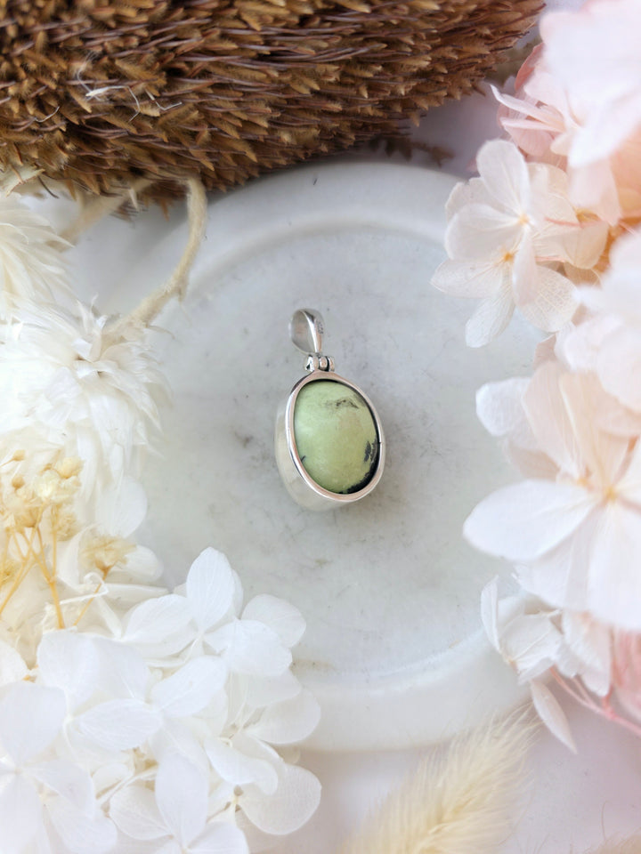 Serpentine with Pyrite Silver Pendant