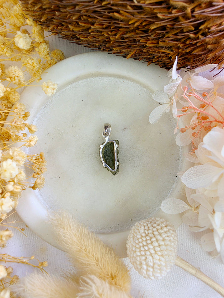 Moldavite Silver Pendant — Manifest & Transform