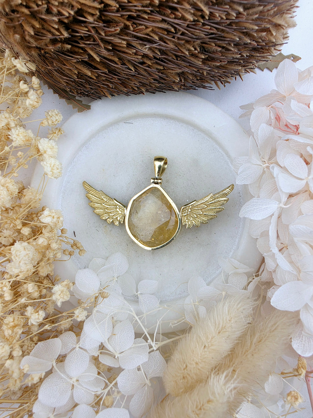 Citrine Anahata Brass Pendant