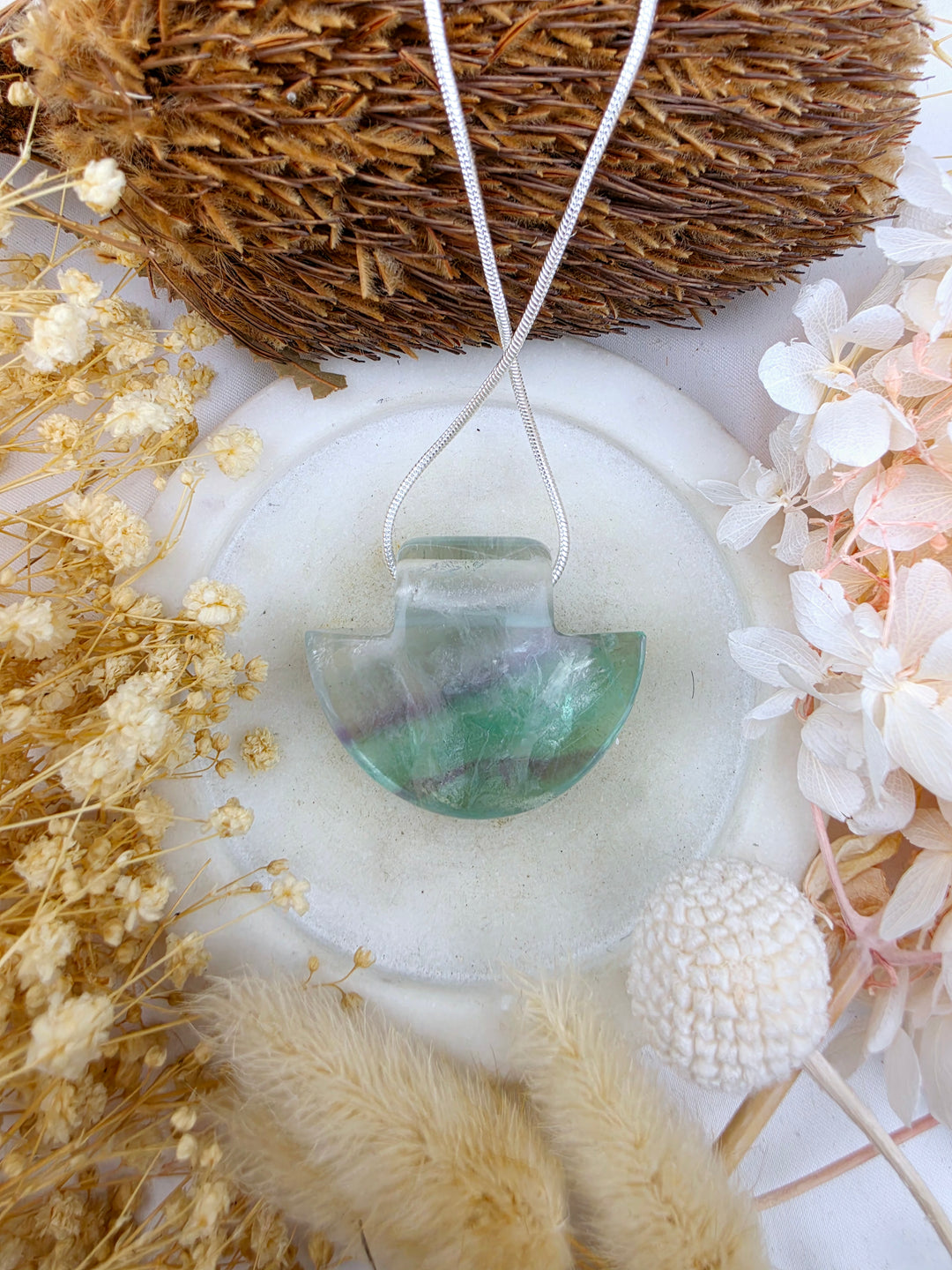 Rainbow Fluorite Temple Pendant