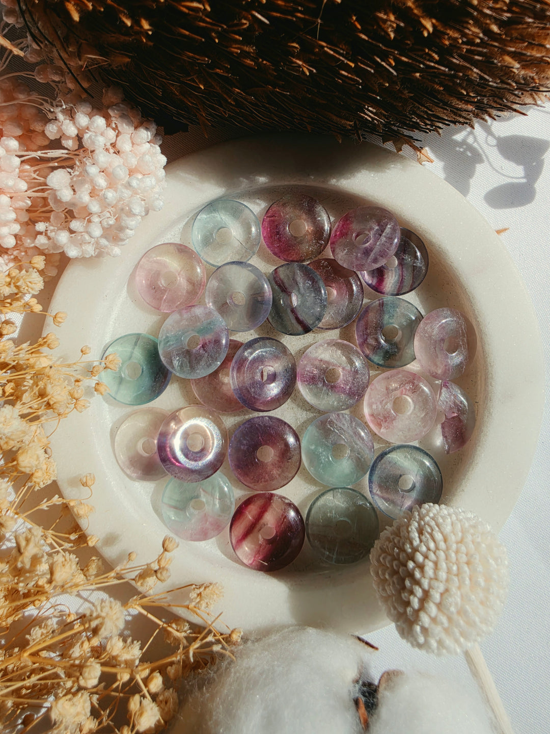 Rainbow Fluorite Donut Pendant