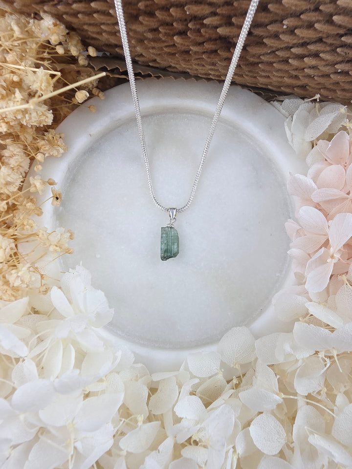 Green & Blue Tourmaline Silver Pendant — Flow & Flourish