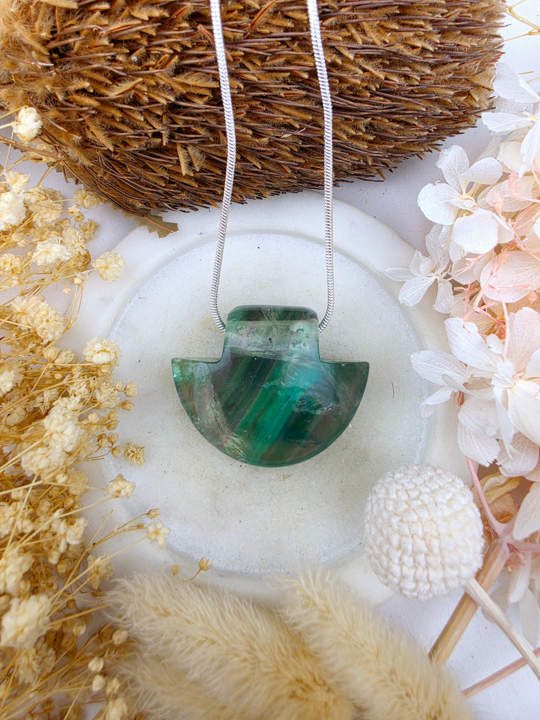 Rainbow Fluorite Temple Pendant