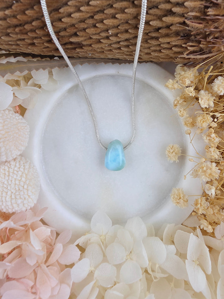 Larimar Small Tumbled Pendant - Calm Waters