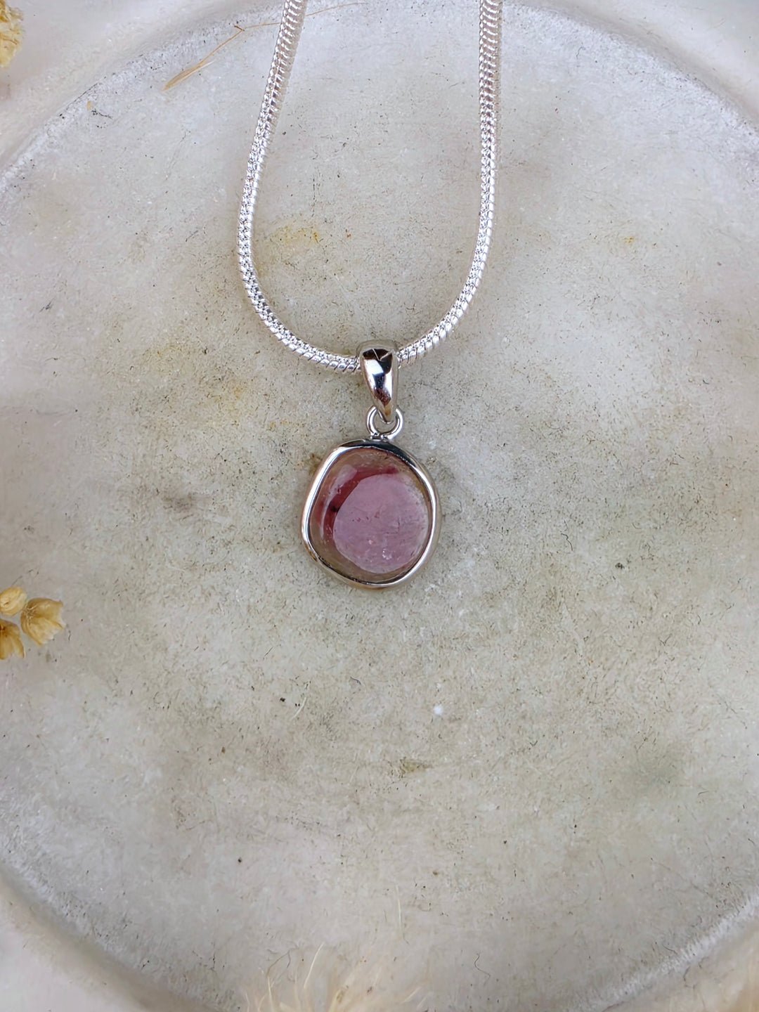 Watermelon Tourmaline Silver Pendant