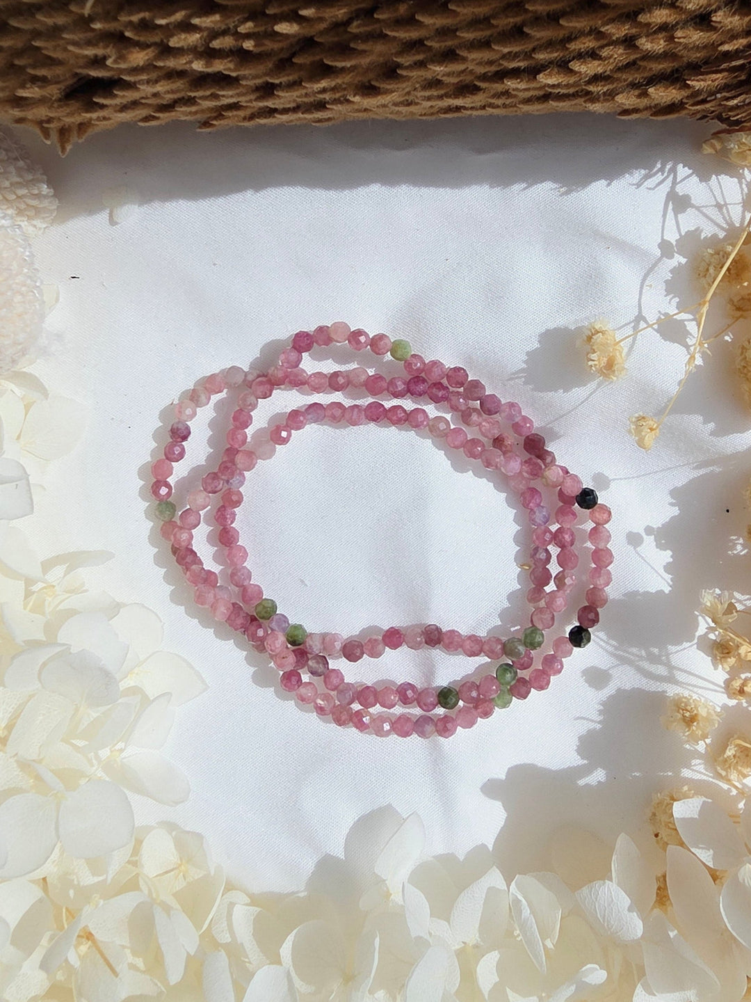 Pink and Green Tourmaline Faceted Bracelet - 4mm