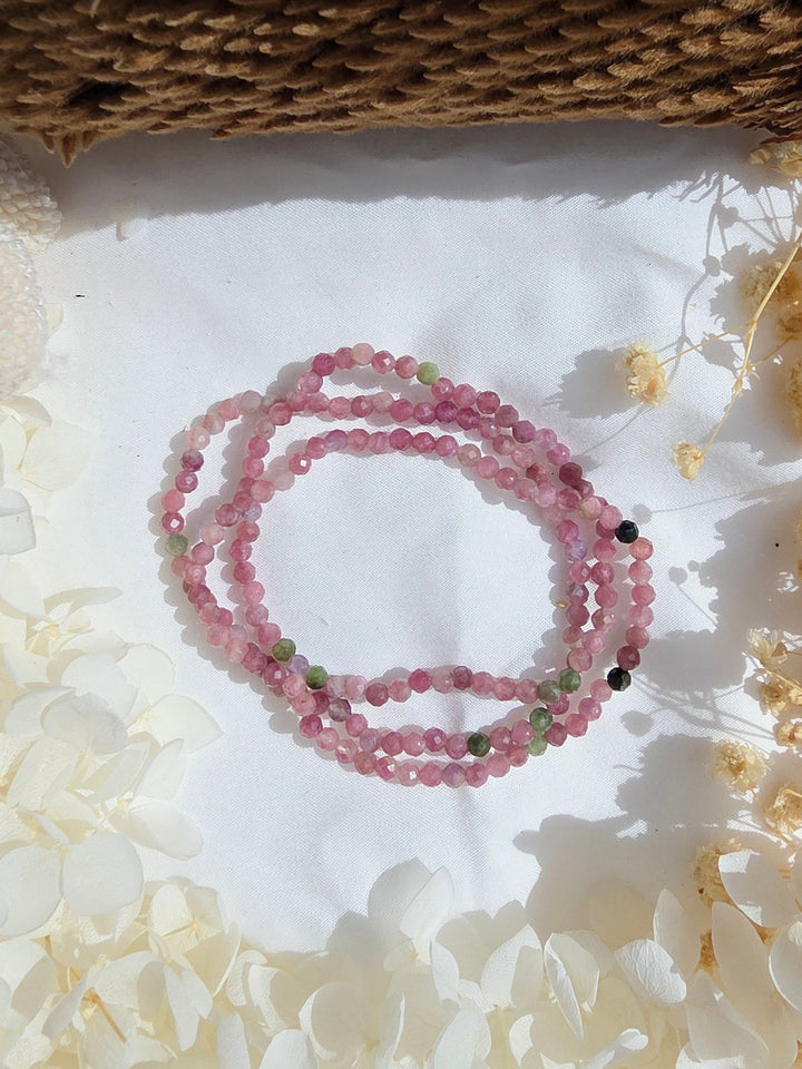 Pink and Green Tourmaline Faceted Bracelet - 4mm