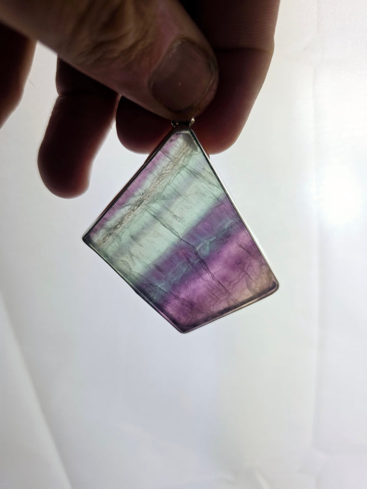 Rainbow Fluorite Silver Pendant
