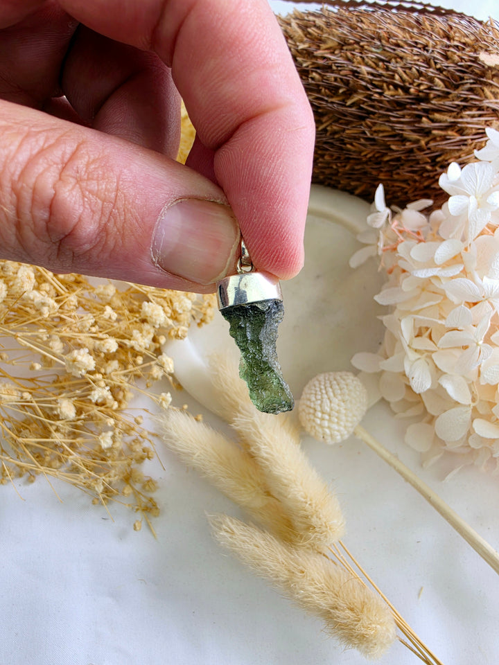 Moldavite Silver Pendant — Manifest & Transform