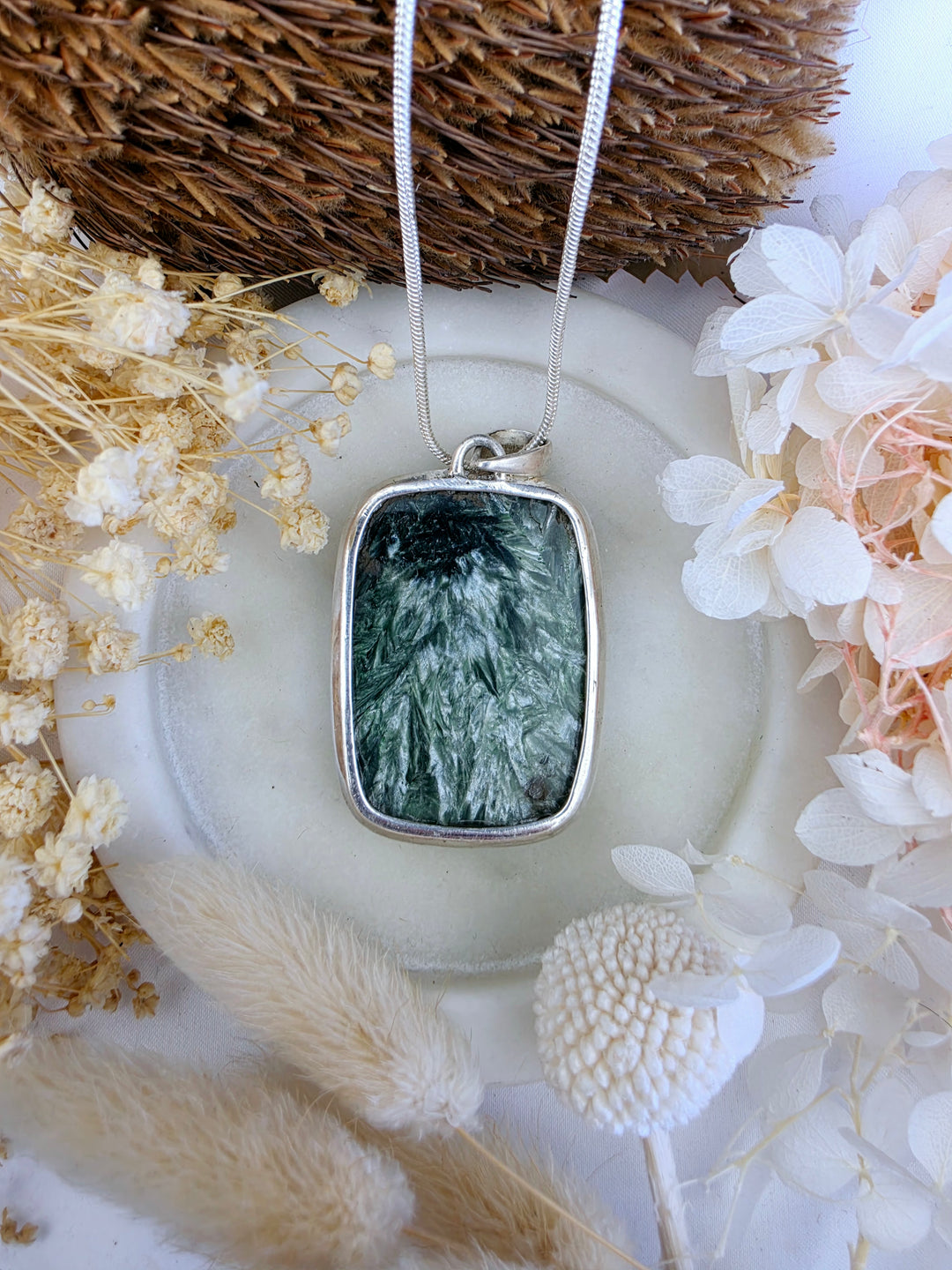 Seraphinite Silver Pendant