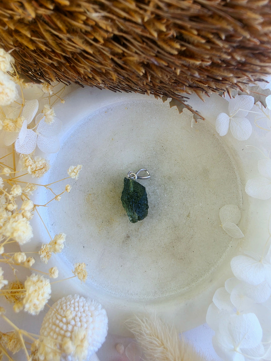 Moldavite Silver Pendant