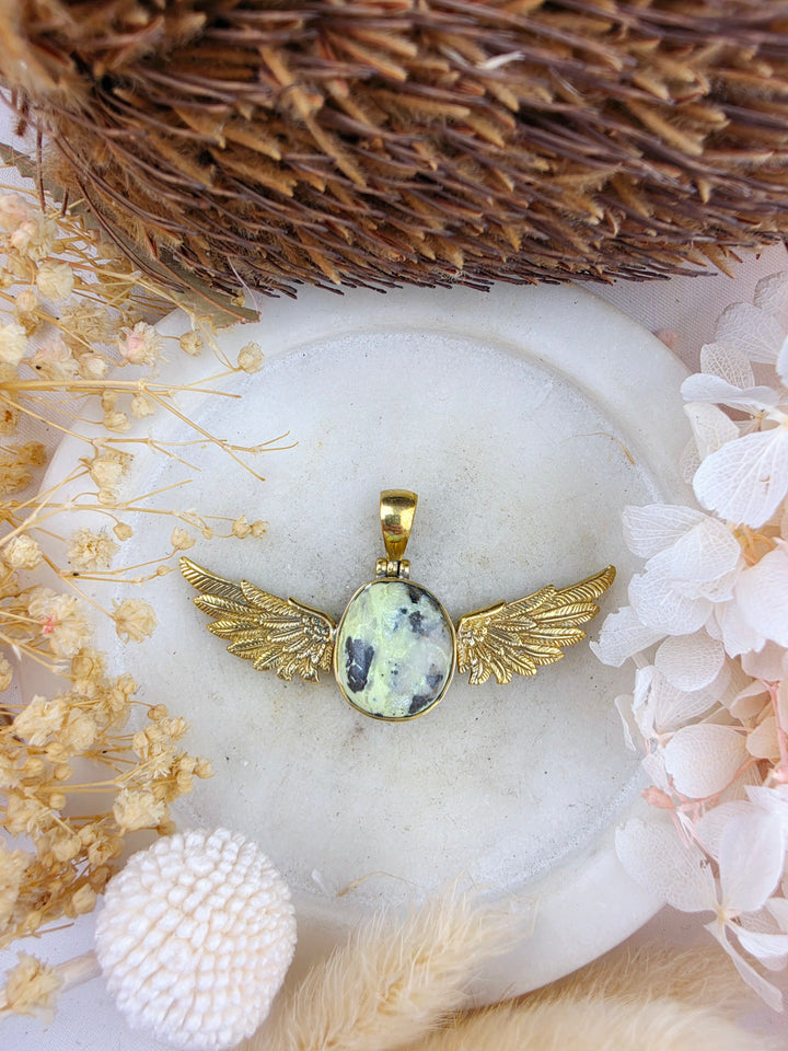 Serpentine Anahata Brass Pendant