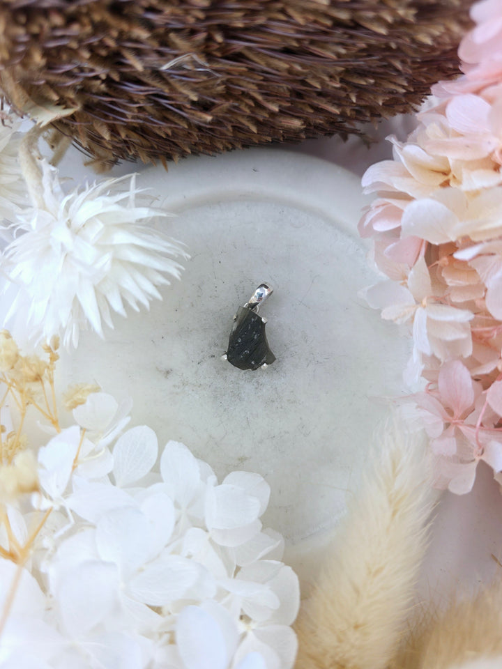Moldavite Silver Pendant