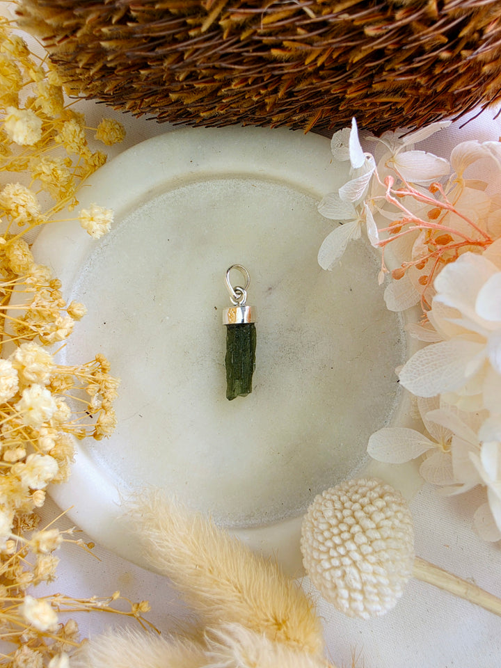 Moldavite Silver Pendant — Manifest & Transform