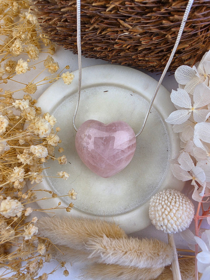 Rose Quartz Heart Pendant — Love Returns