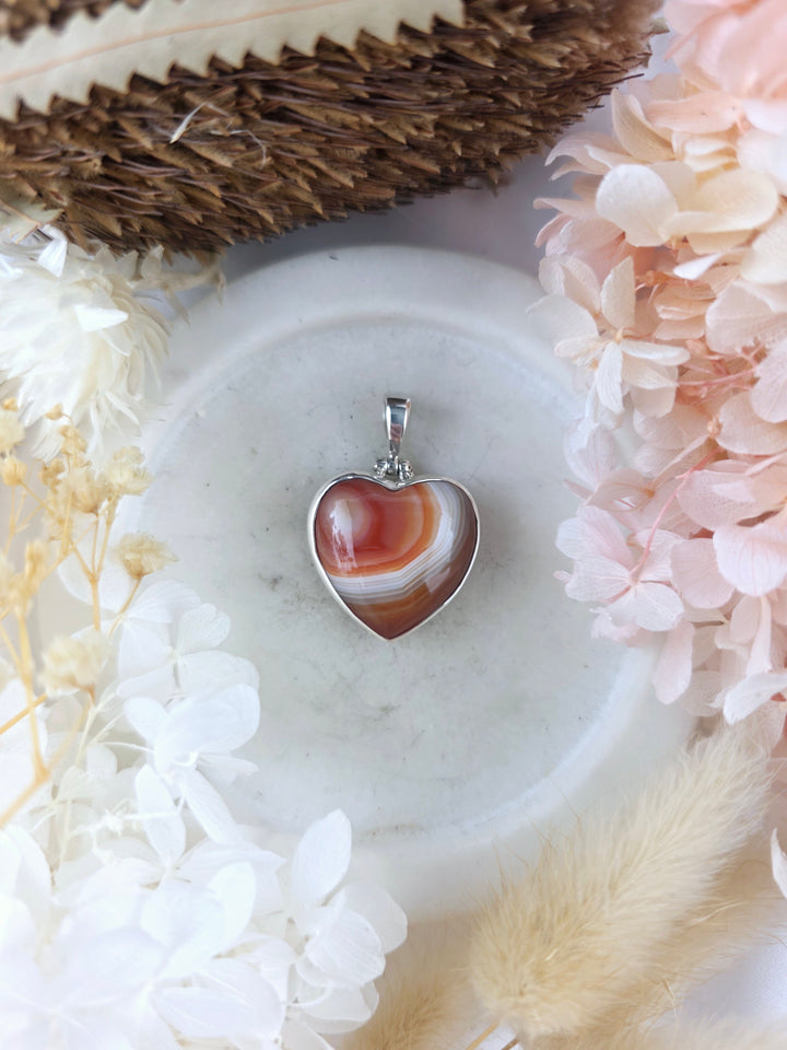 Carnelian Heart Silver Pendant