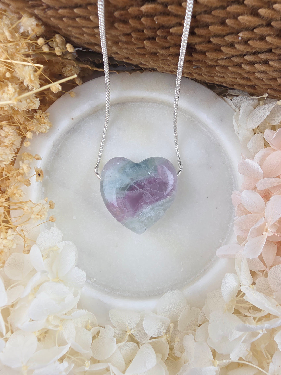 Rainbow Fluorite Heart Pendant — Dream Without Limits