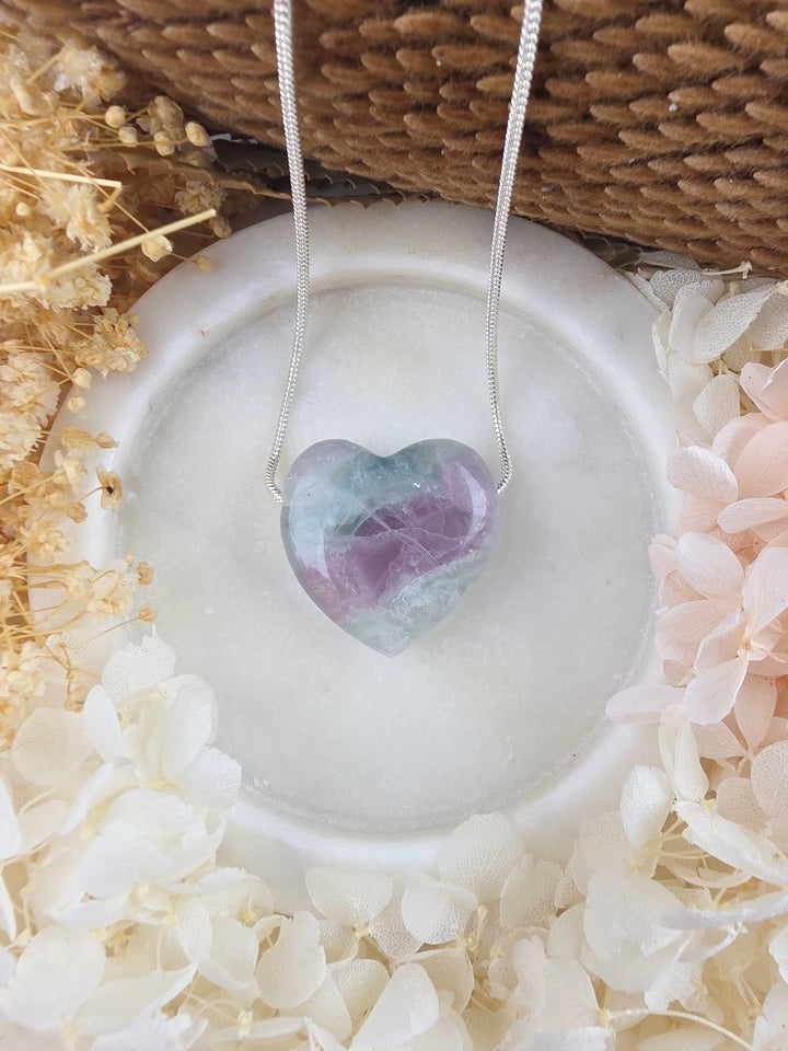 Rainbow Fluorite Heart Pendant — Dream Without Limits