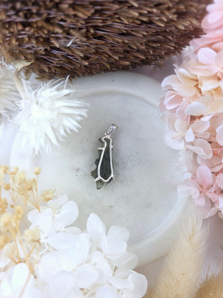 Moldavite Silver Pendant
