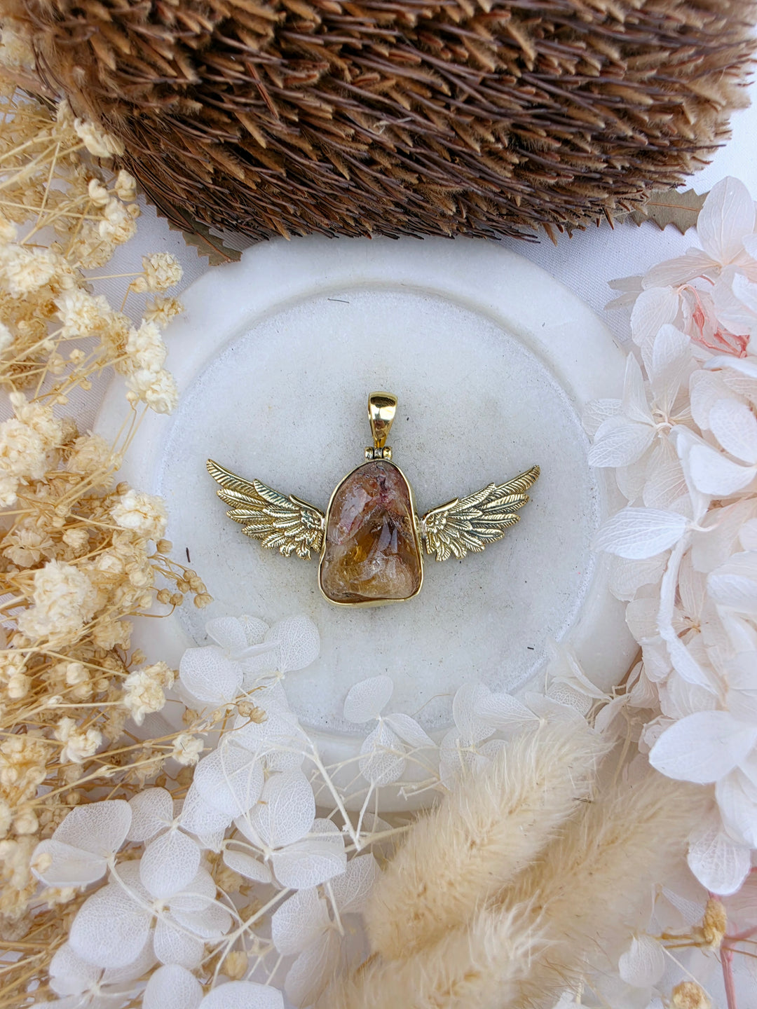 Citrine Anahata Brass Pendant