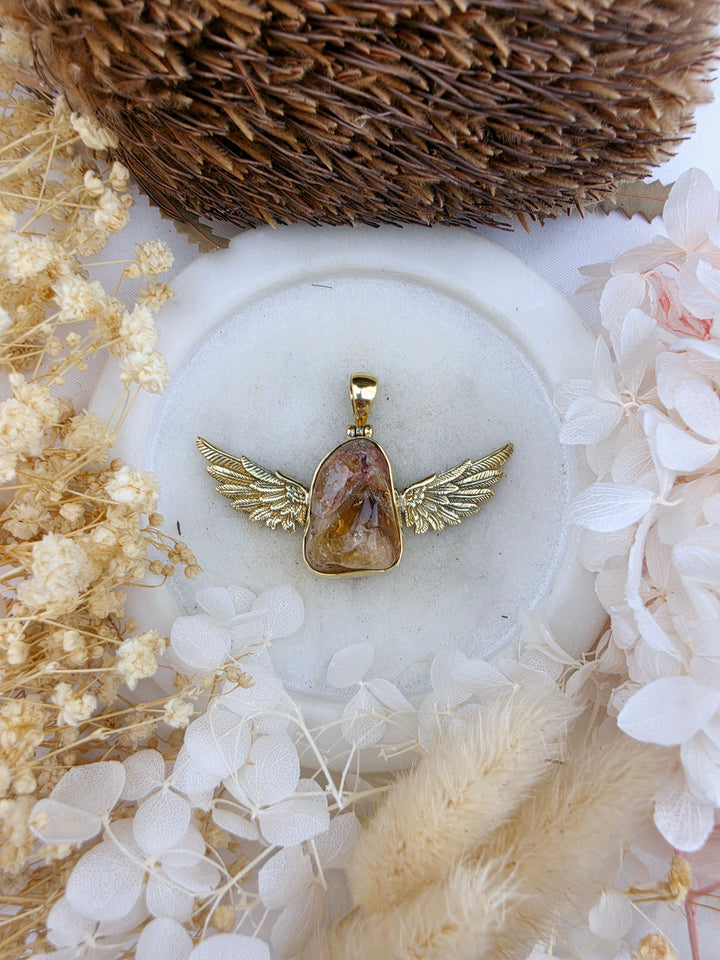 Citrine Anahata Brass Pendant