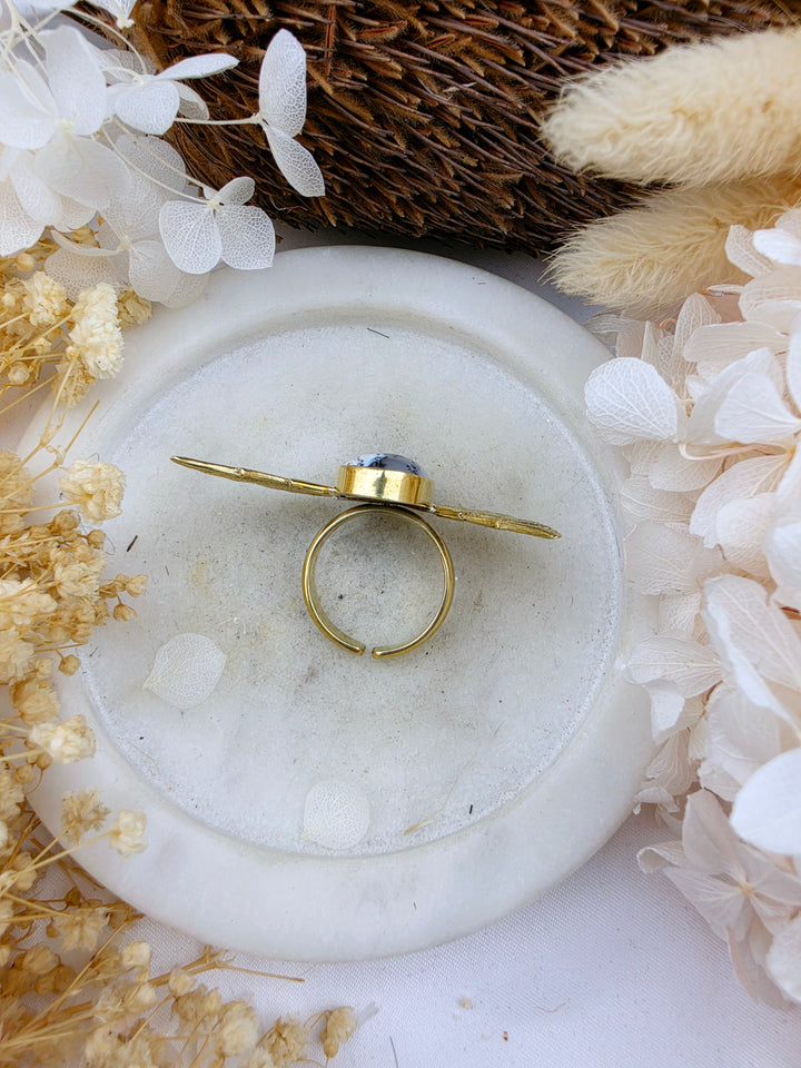 Merlinite Anahata Brass Ring