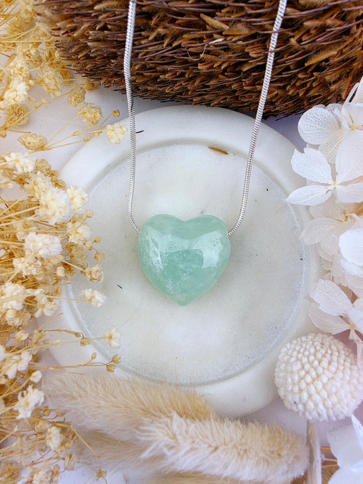 Prehnite Large Heart Pendant — Heal the Healer