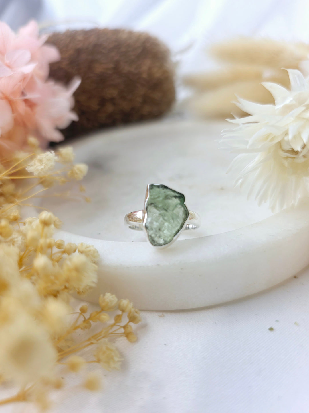 Moldavite Silver Ring