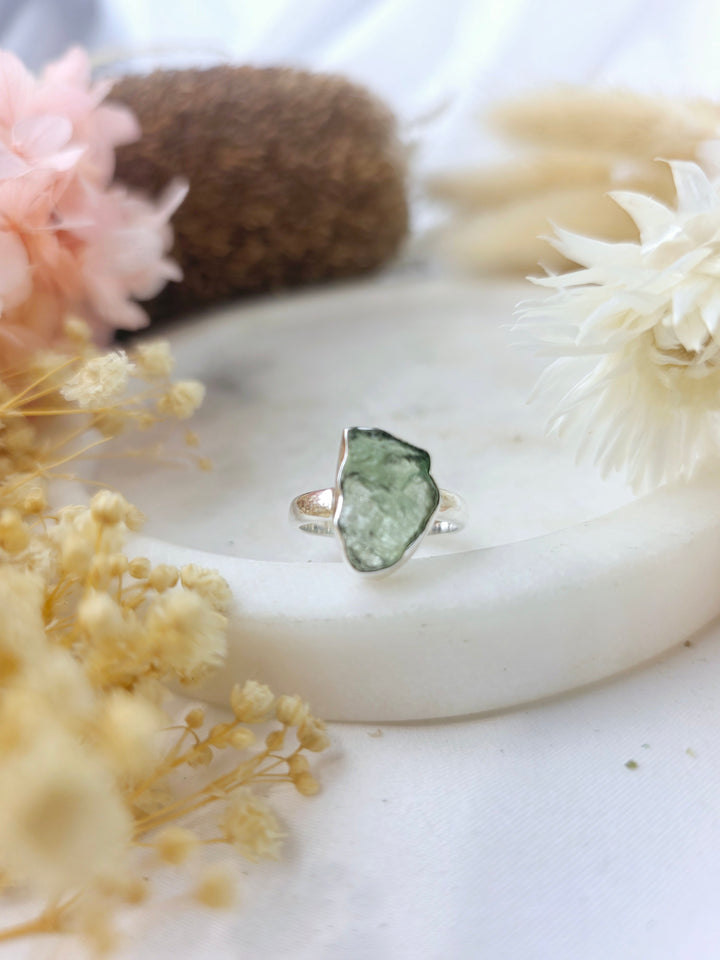 Moldavite Silver Ring