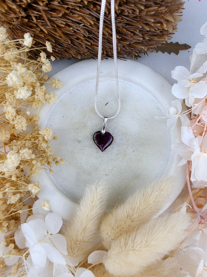 Watermelon Tourmaline Heart Silver Pendant