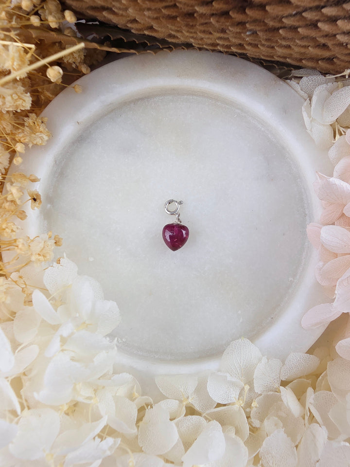 Pink Tourmaline Heart Silver Pendant/Charm — Worthy of Love