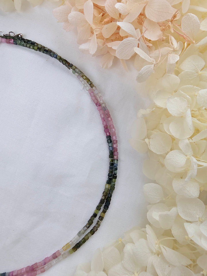 Watermelon Tourmaline Faceted Necklace - Tender & Whole
