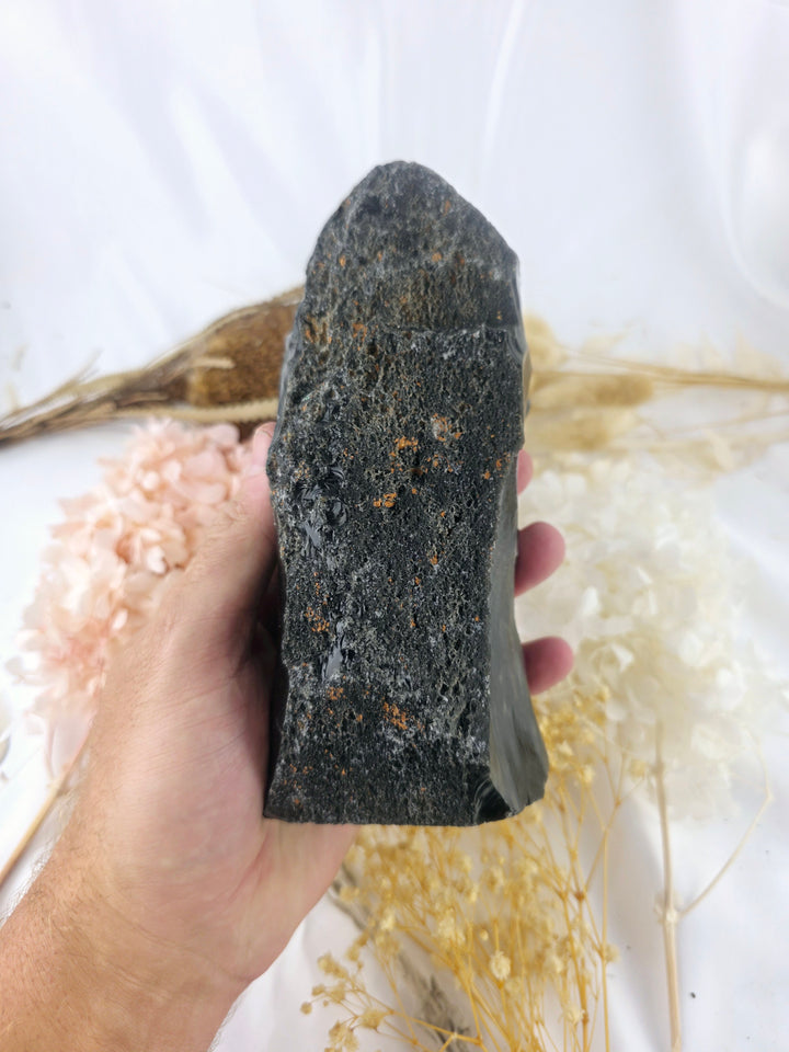 Silver Sheen Obsidian Raw With Cut Base