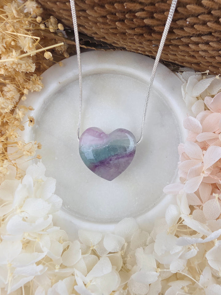 Rainbow Fluorite Heart Pendant — Dream Without Limits