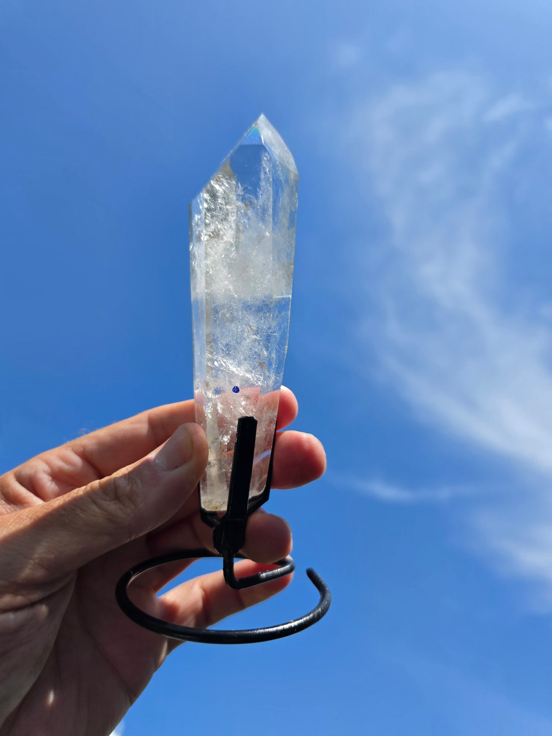 Lemurian Seed Laser Quartz with Metal Stand - Ancient Wisdom