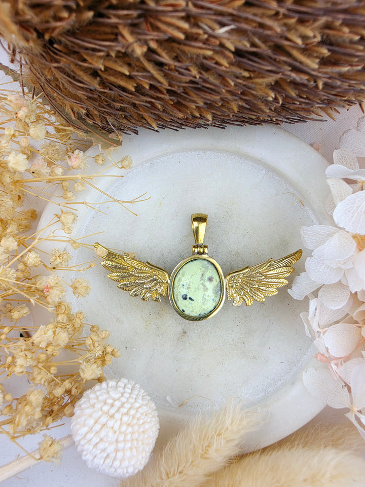 Serpentine Anahata Brass Pendant