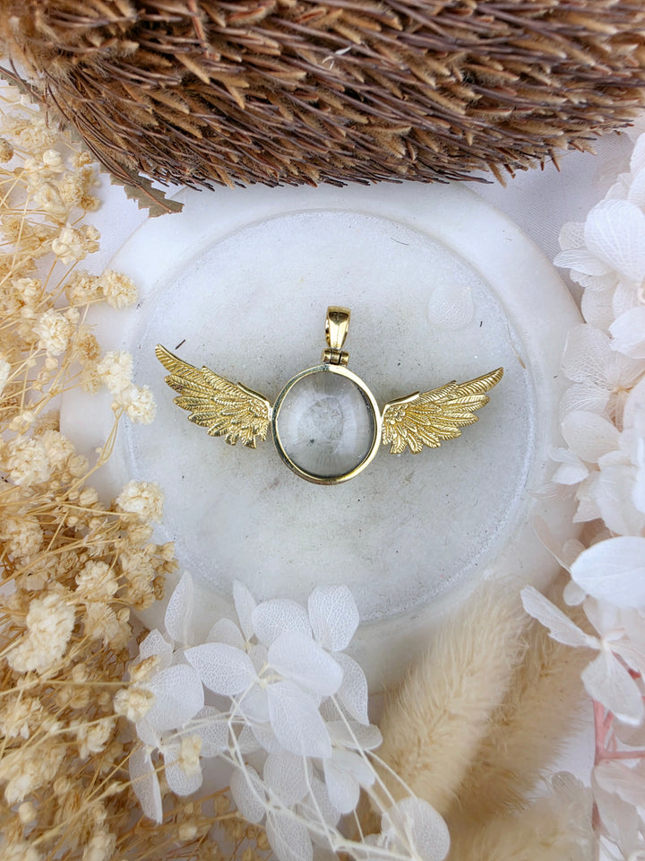 Clear Quartz Anahata Brass Pendant