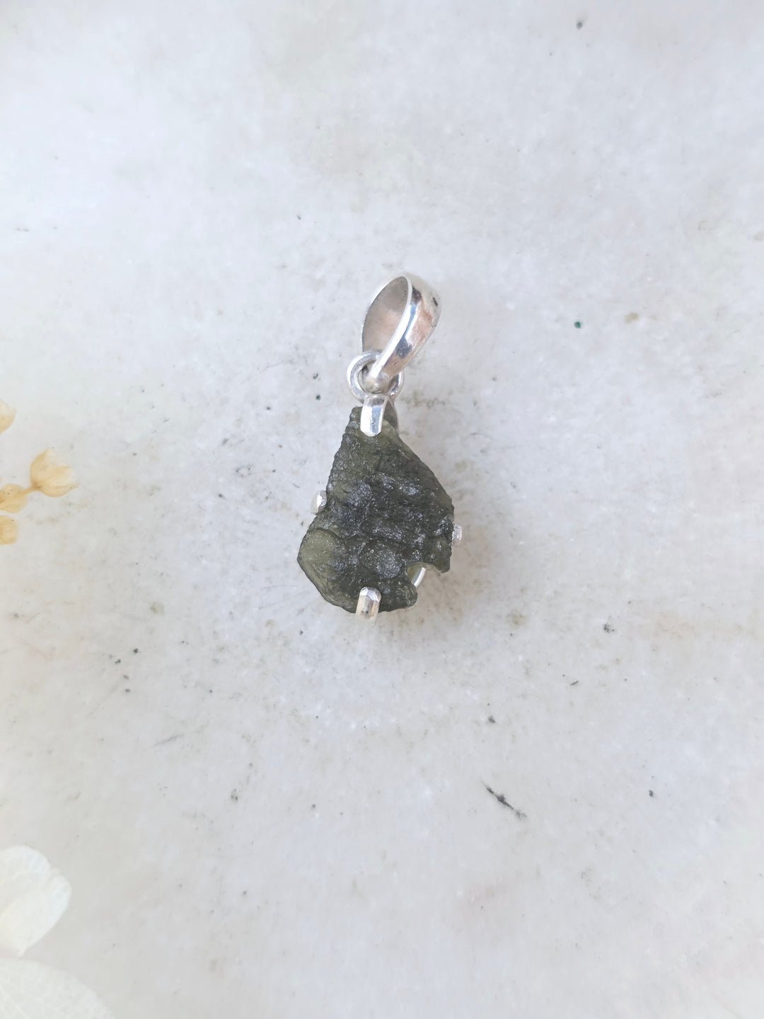 Moldavite Silver Pendant