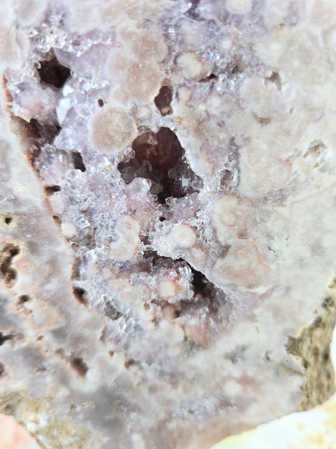 Pink Amethyst Druzy Slice on Stand