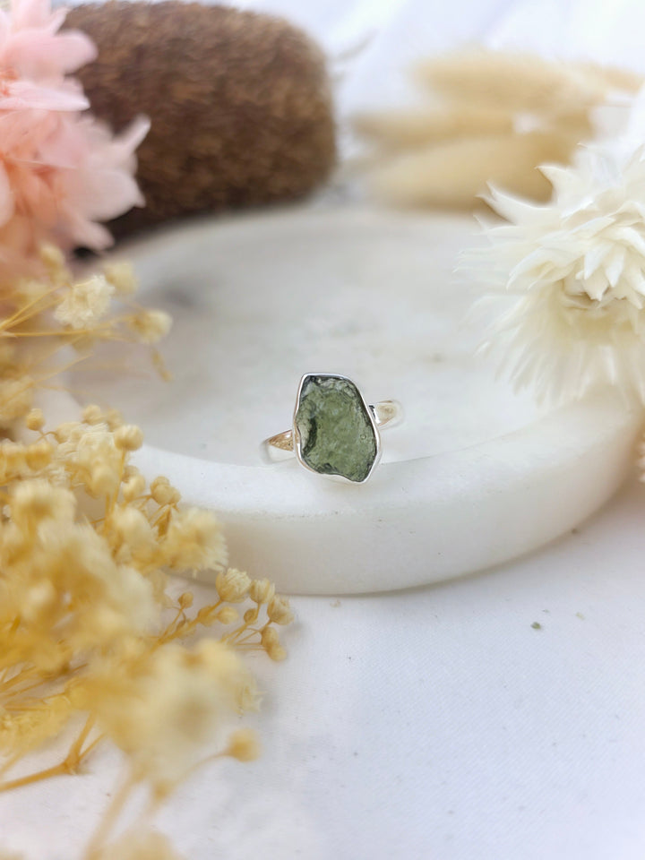 Moldavite Silver Ring