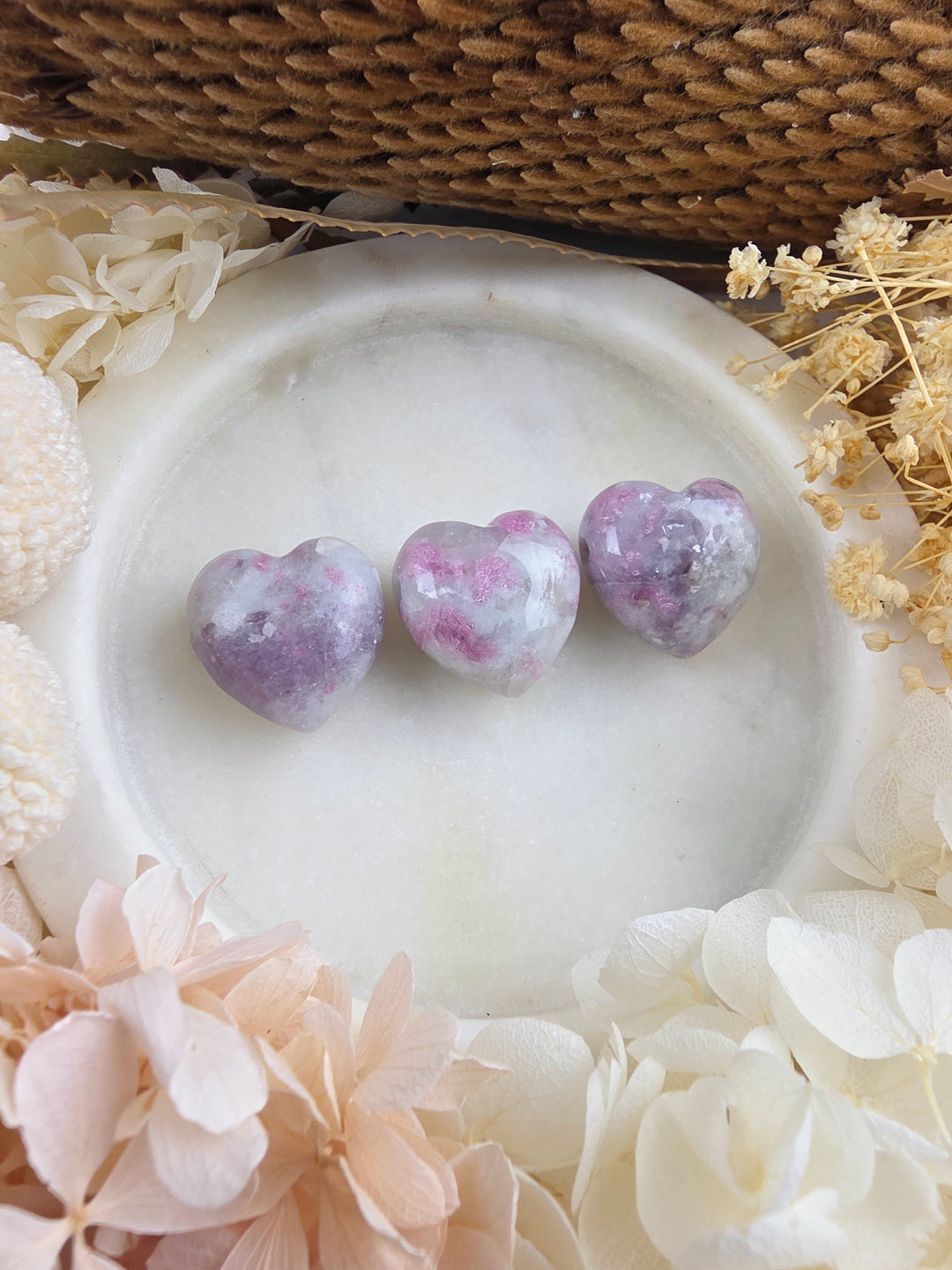 Pink Tourmaline and Lepidolite Heart Pendant