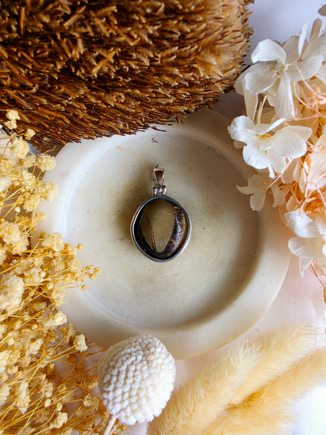 Septarian Nodule Silver Pendant