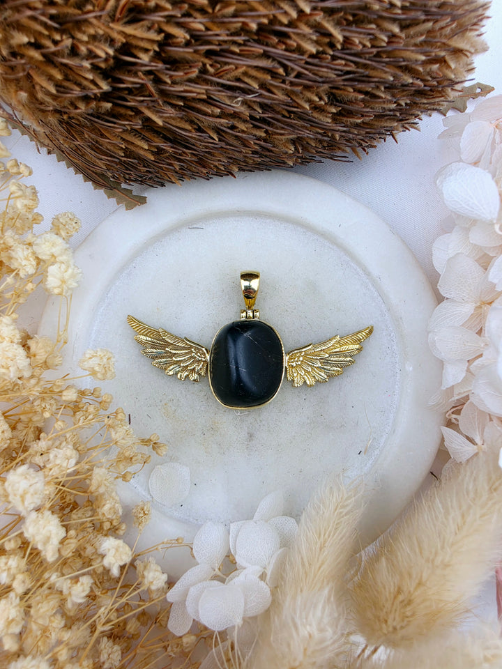 Shungite Anahata Brass Pendant