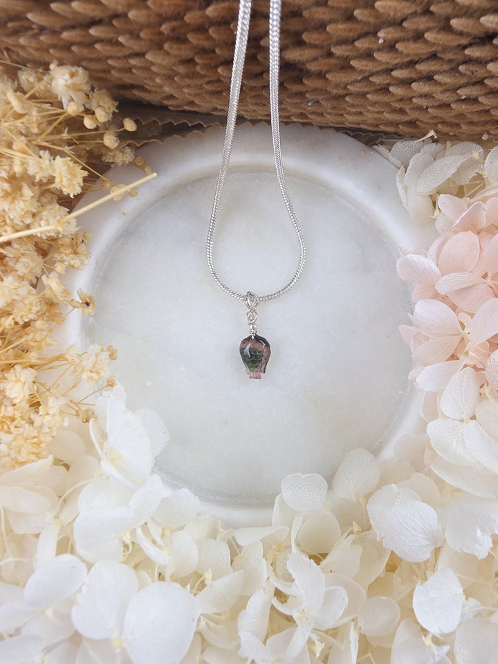 Watermelon Tourmaline Fish Silver Pendant/Charm — Flow & Flourish