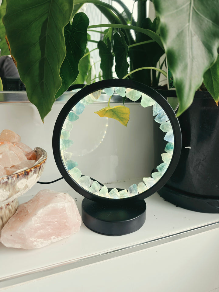 Blue Green Fluorite Halo Lamp